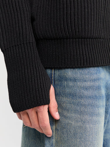Andersen-Andersen - Navy Full-Zip Pockets Knitwear in Black