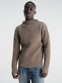 Andersen-Andersen - Navy Crewneck in Natural Taupe