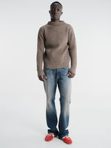 Andersen-Andersen - Navy Crewneck in Natural Taupe