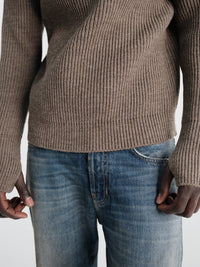 Andersen-Andersen - Navy Crewneck in Natural Taupe