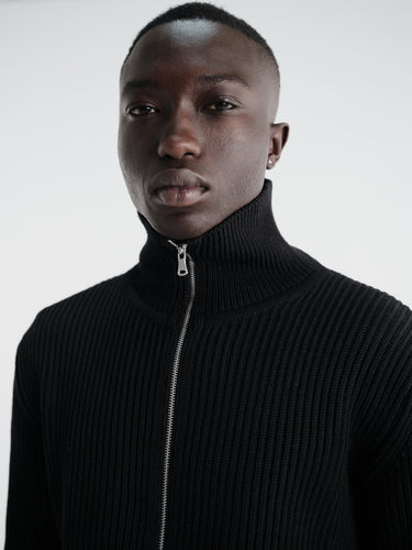Andersen-Andersen - Navy Full-Zip Pockets Knitwear in Black