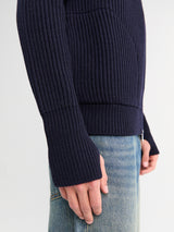 Andersen-Andersen - Navy Full Zip Pockets Knitwear in Navy Blue