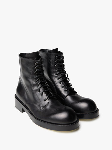 Ann Demeulemeester - Jomund Lace-Up Ankle Boots Soft Semi-Gloss Leather in Black