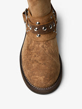 Ann Demeulemeester - Boa Short Riding Boots With Spurs Burned Suede in Brown/Camel