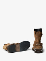 Ann Demeulemeester - Boa Short Riding Boots With Spurs Burned Suede in Brown/Camel