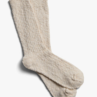 Anonymous Ism - Light Slub Crew Socks in Ivory