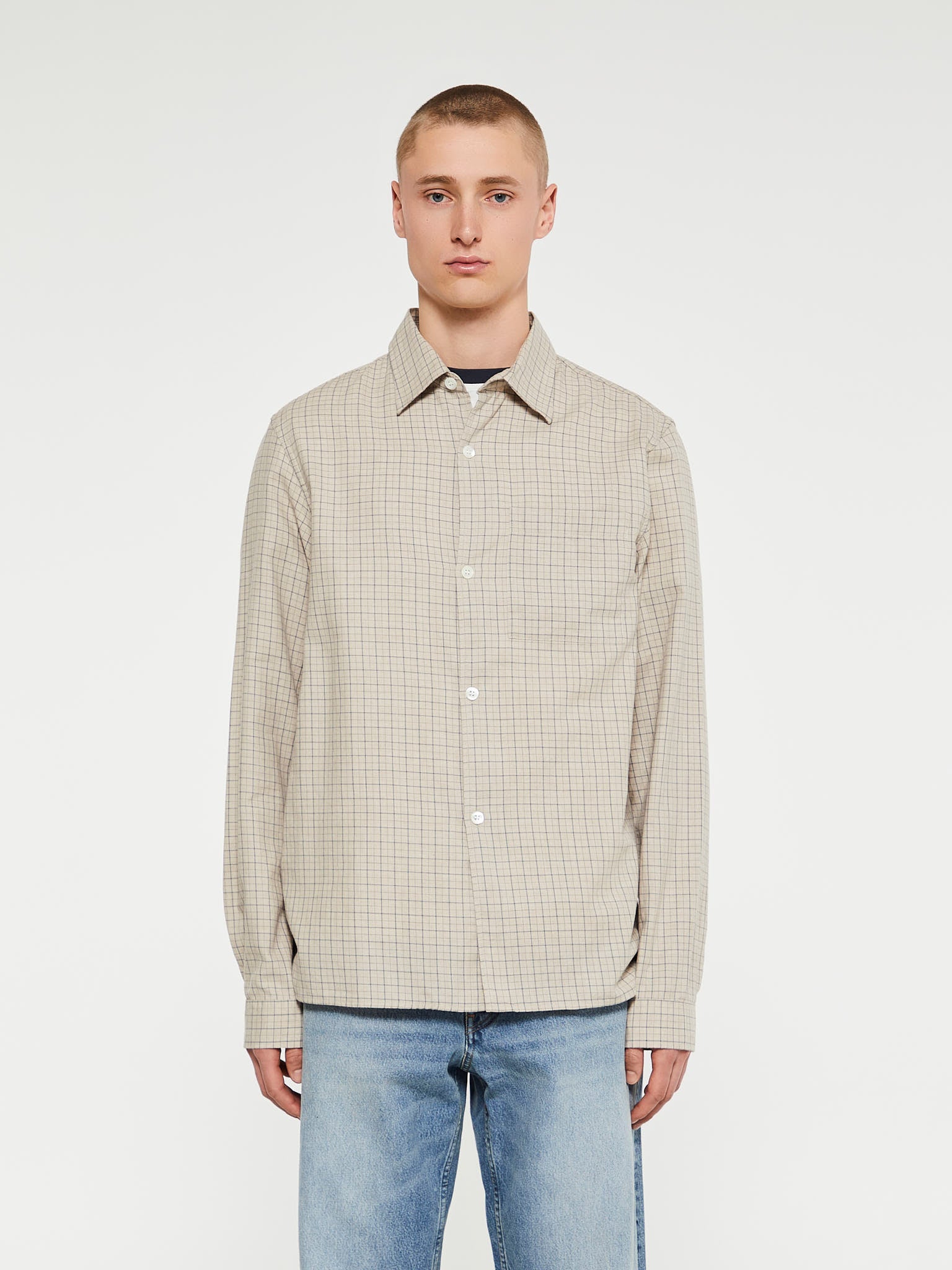 Another Aspect - Another Shirt 4.0 in Blue and Beige Check
