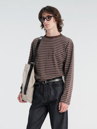 Another Aspect - Another T-Shirt 3.0 in Brown and Ecru Stripe