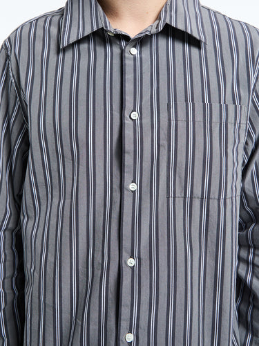Another Aspect - Another Shirt 3.0 in Charcoal Stripe