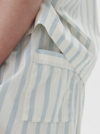 Tekla - Poplin Pyjamas Short Sleeve Shirt in Needle Stripes
