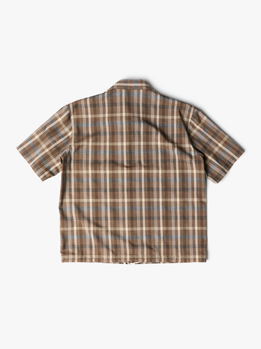 Auralee - Super Fine Tropical Wool Check Half Sleeved Shirt in Top Auralee - Super Fine Tropical Wool Check Half Sleeved Shirt in Top