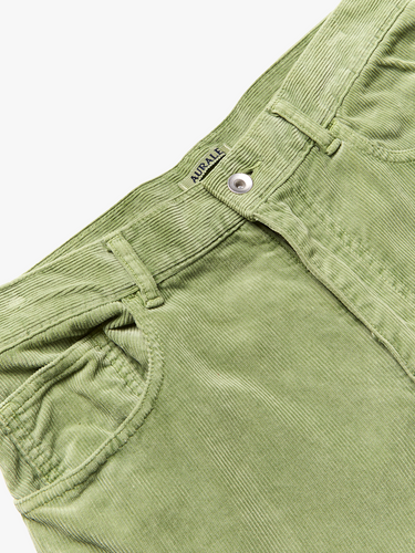 Auralee - Garment Dyed Finx Corduroy 5P Wide Pants in Dusty Green Auralee - Garment Dyed Finx Corduroy 5P Wide Pants in Dusty Green