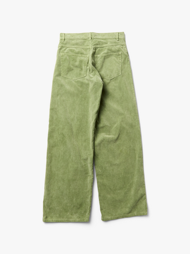 Auralee - Garment Dyed Finx Corduroy 5P Wide Pants in Dusty Green