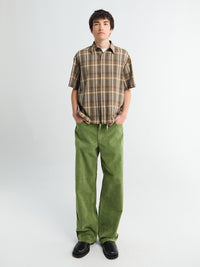 Auralee - Super Fine Tropical Wool Check Half Sleeved Shirt in Top Brown Check