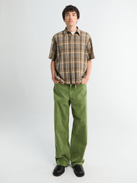 Auralee - Garment Dyed Finx Corduroy 5P Wide Pants in Dusty Green