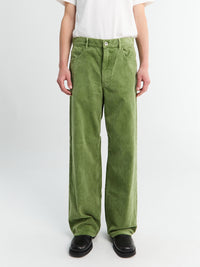 Auralee - Garment Dyed Finx Corduroy 5P Wide Pants in Dusty Green