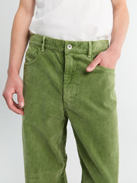 Auralee - Garment Dyed Finx Corduroy 5P Wide Pants in Dusty Green