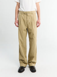 Auralee - GARMENT-DYED FINX LIGHT CHINO ONE-TUCK WIDE PANTS in Beige