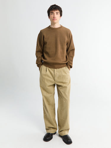 Auralee - GARMENT-DYED FINX LIGHT CHINO ONE-TUCK WIDE PANTS in Beige