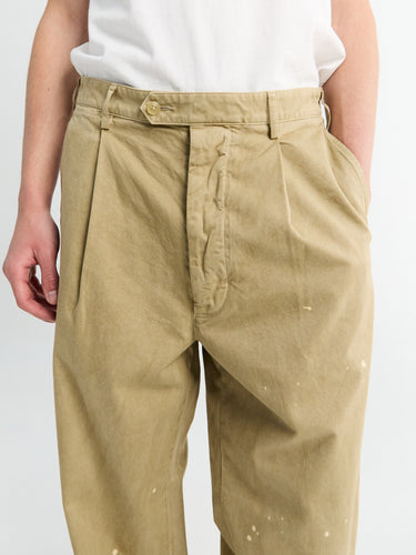 Auralee - GARMENT-DYED FINX LIGHT CHINO ONE-TUCK WIDE PANTS in Beige