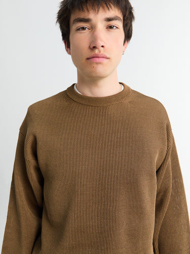 Auralee - Flat Yarn Rib Knit in Light Brown