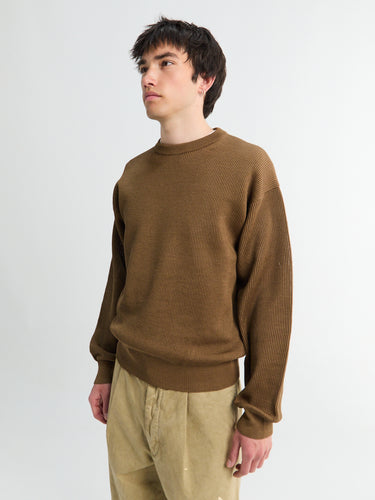 Auralee - Flat Yarn Rib Knit in Light Brown