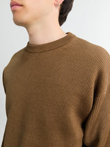 Auralee - Flat Yarn Rib Knit in Light Brown