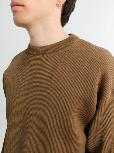 Auralee - Flat Yarn Rib Knit in Light Brown