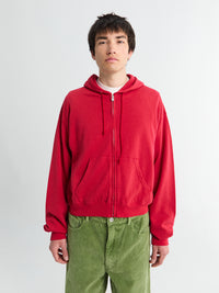 Auralee - Light Zip Hoodie in Red