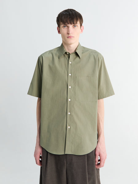 Auralee - Washed Finx Twill Big Half Sleeved Shirt in Olive – Stoy