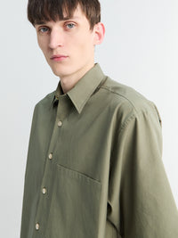 Auralee - Washed Finx Twill Big Half Sleeved Shirt in Olive