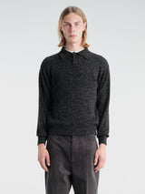 Auralee - Cashmere Nep Knit Polo in Mix Black
