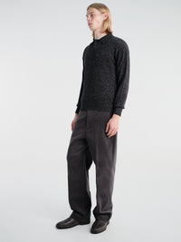 Auralee - Cashmere Nep Knit Polo in Mix Black