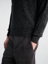 Auralee - Cashmere Nep Knit Polo in Mix Black