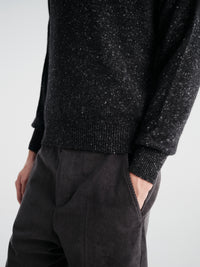 Auralee - Cashmere Nep Knit Polo in Mix Black
