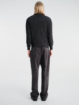 Auralee - Cashmere Nep Knit Polo in Mix Black
