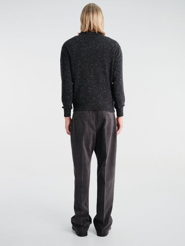 Auralee - Cashmere Nep Knit Polo in Mix Black