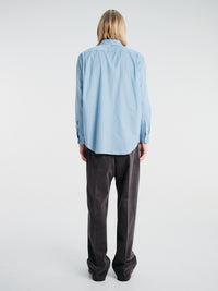 Auralee - Cotton Silk Stripe Shirt in Sax Blue Stripe