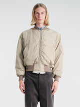 Auralee - Silk Twill Flight Blouson in Light Khaki and Ivory Beige