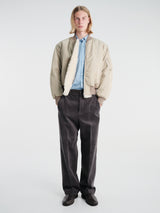 Auralee - Silk Twill Flight Blouson in Light Khaki and Ivory Beige