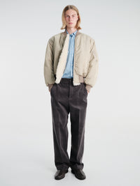 Auralee - Silk Twill Flight Blouson in Light Khaki and Ivory Beige