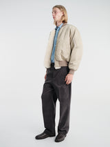 Auralee - Silk Twill Flight Blouson in Light Khaki and Ivory Beige