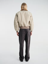Auralee - Silk Twill Flight Blouson in Light Khaki and Ivory Beige