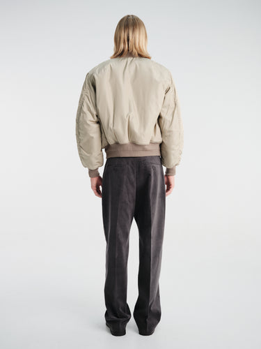 Auralee - Silk Twill Flight Blouson in Light Khaki and Ivory Beige