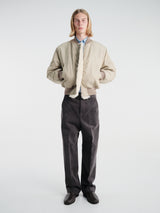 Auralee - Silk Twill Flight Blouson in Light Khaki and Ivory Beige