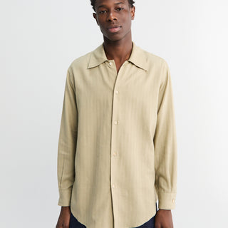 Auralee - Cotton Cashmere Herringbone Shirt in Light Khaki