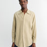 Auralee - Cotton Cashmere Herringbone Shirt in Light Khaki