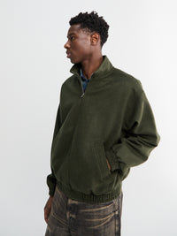 Auralee - Baby Camel Flannel Zip Blouson in Dark Olive