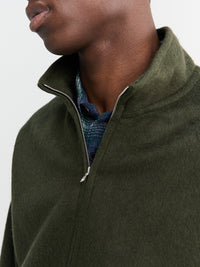 Auralee - Baby Camel Flannel Zip Blouson in Dark Olive