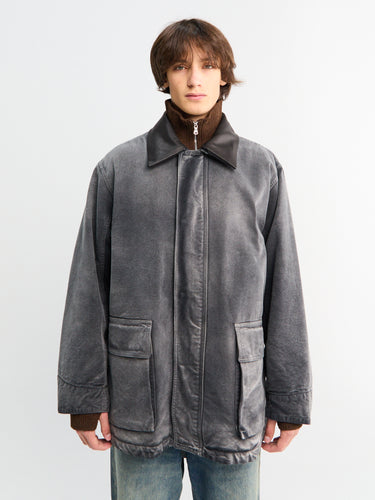 Auralee - Product Dyed Organic Cotton Duck Blouson in Faded Black